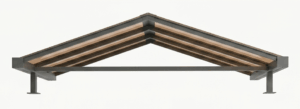 Rendering del tunnel a doppia falda color bronzo per cancelletti, in alluminio e policarbonato